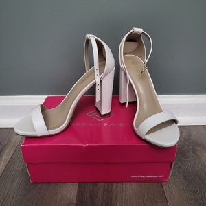 White chunk heel with ankle strap